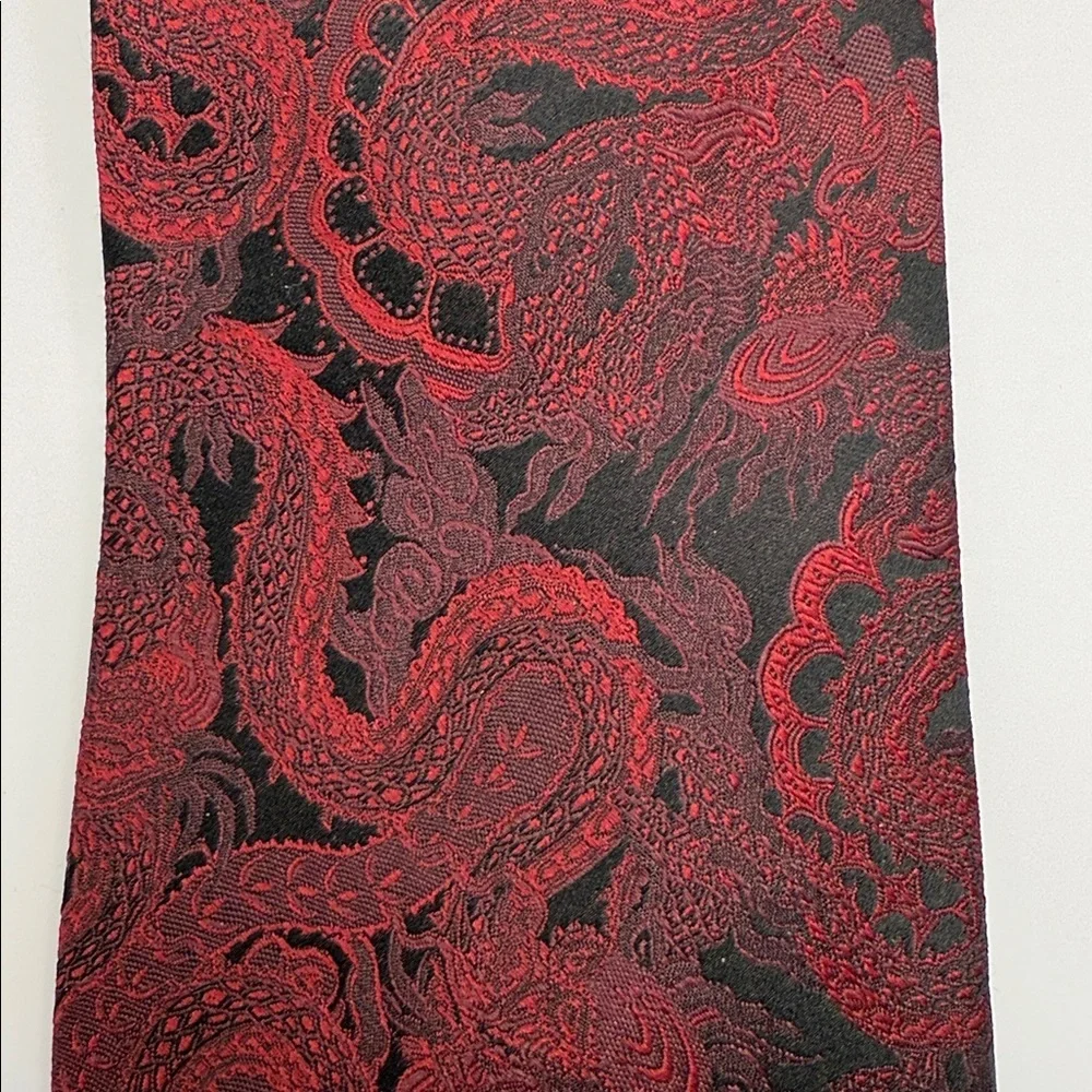 J.Ferrar Red and Black Dragon Mens , 100% Silk